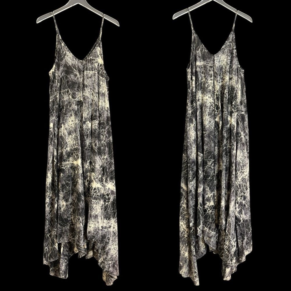 Zimmerman Cotton Tent Dress Black Cream Marble Print Maxi Length 8 Medium